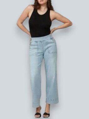 Gardeur high waist wide leg cropped jeans light wash women's size 6